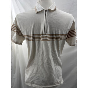 Cactus Man short sleeve polo shirt cream with tan stripes size medium